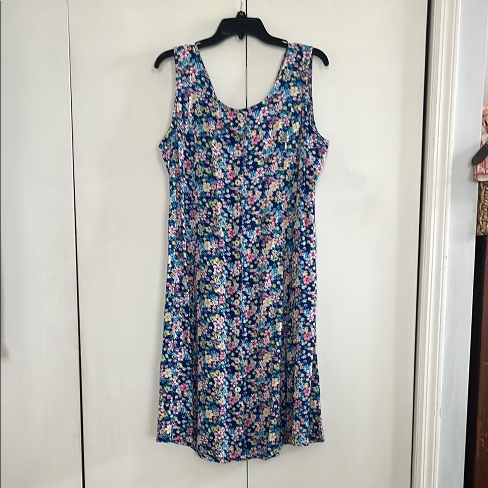 Blair Pink and Blue Sleeveless Sundress below the knee